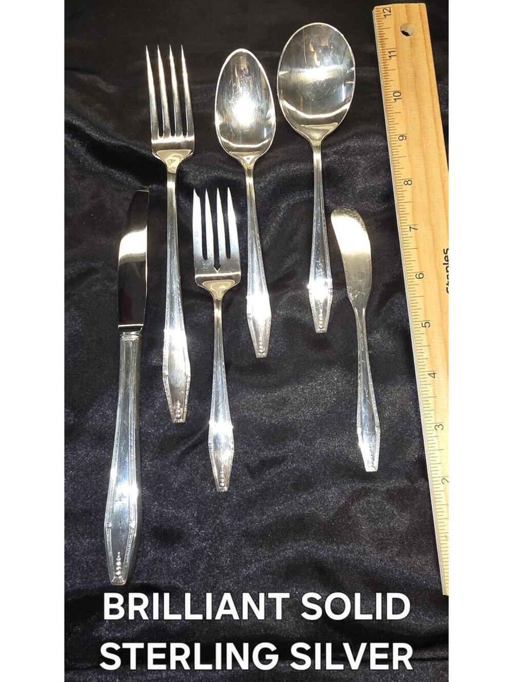 1940z 48 Pieces Brilliant Solid Sterling Silver Flatware Set